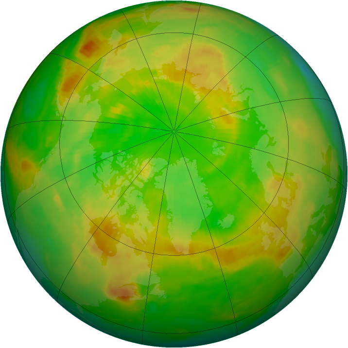 Arctic ozone map for 21 June 1980